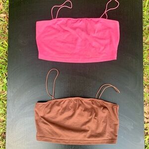 SHEIN Pink and Brown Crop Top